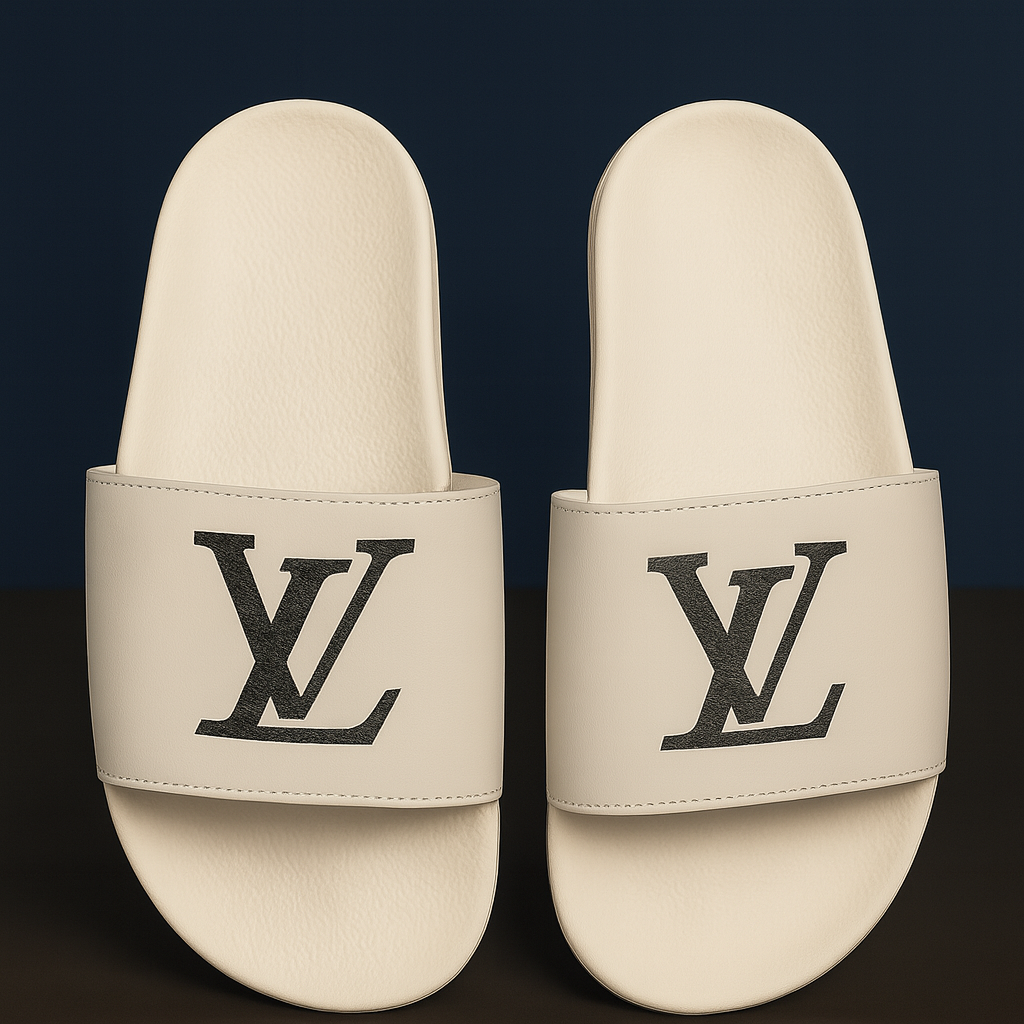Luxury White LV Inspired Slipper
