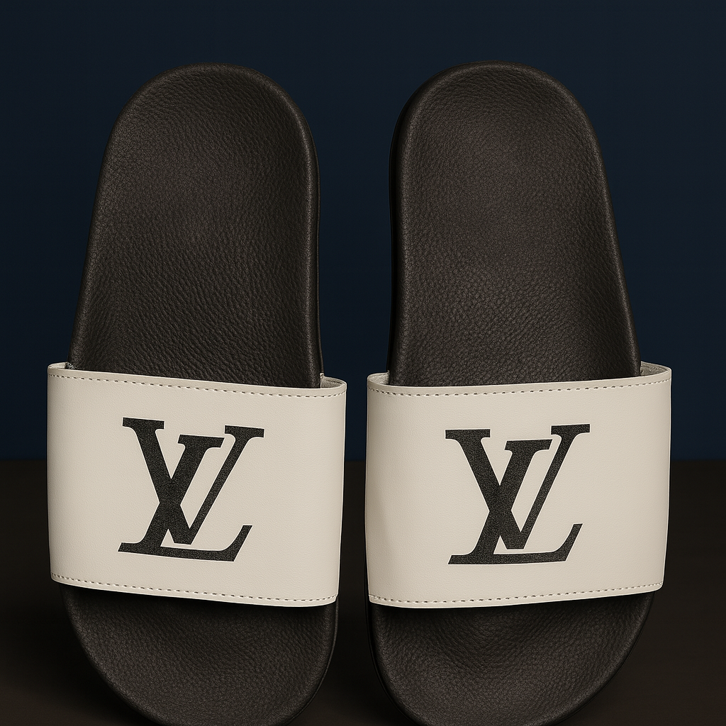 Luxury White LV Inspired Slipper
